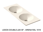 Plan vasque double lavabo circulaire ⦰ 30 cm sur mesure Largeur 100 à 201 x P 40 à 51 cm Finition lisse 10 couleurs au choix, Anti bactérien Résine Akrytan® Livraison Offerte.